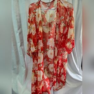Dizzy Coral and White Floral Cover-Up